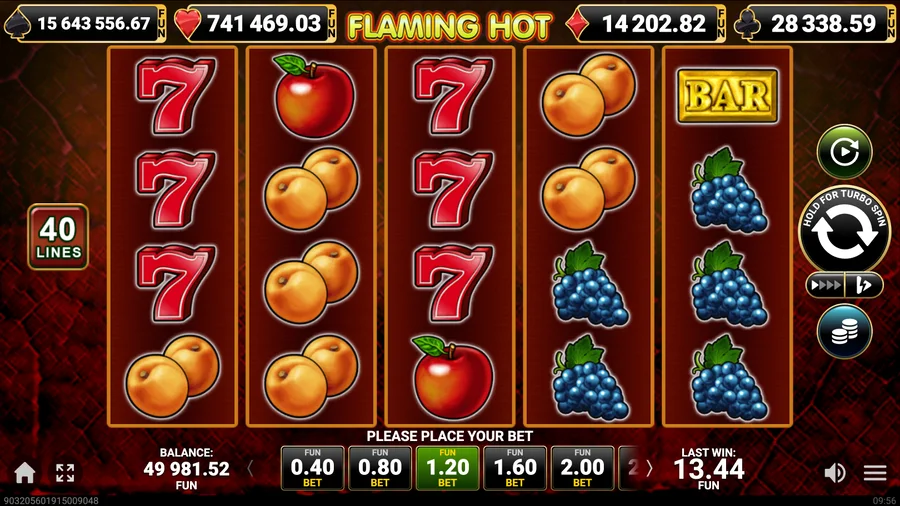 LAST WIN 13.44 FUN on the Flaming Hot reels