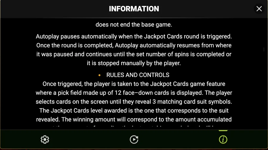 Twelve face-down cards from the Jackpot Cards bonus screen